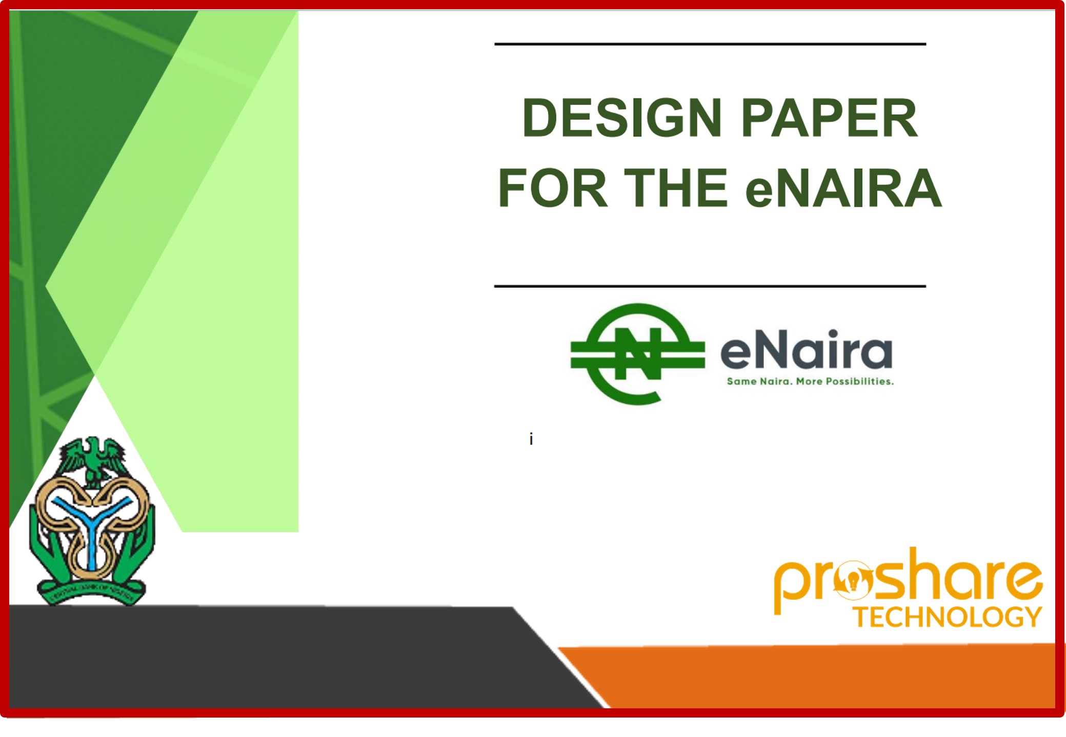 CBN Publishes the eNaira Design Paper - Proshare